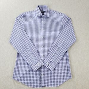 Kenneth Cole Reaction Men's Slim Fit Plaid Long Sleeve Shirt Purple 14.5, 32-33